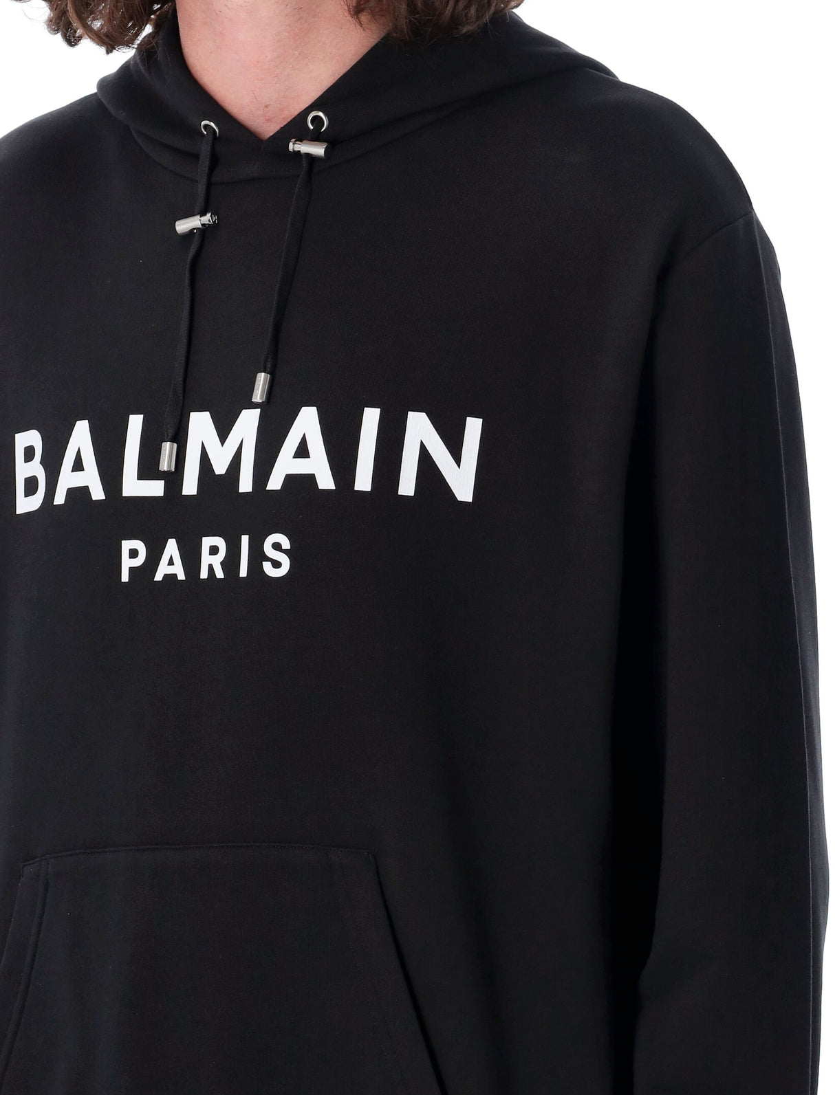 BALMAIN Luxury Streetwear Hoodie with Iconic Front Logo