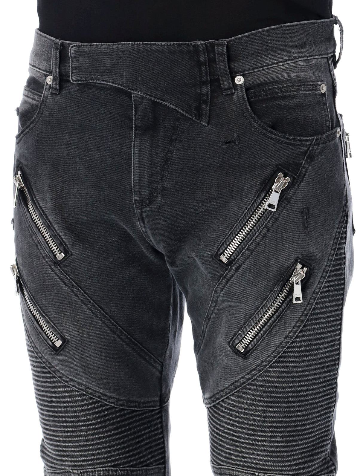 BALMAIN Rugged Slim-Fit Distressed Denim Jeans