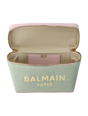 BALMAIN Chic Military-Inspired Mini Vanity Bag - 5.7"H x 8.5"W x 2.8"D