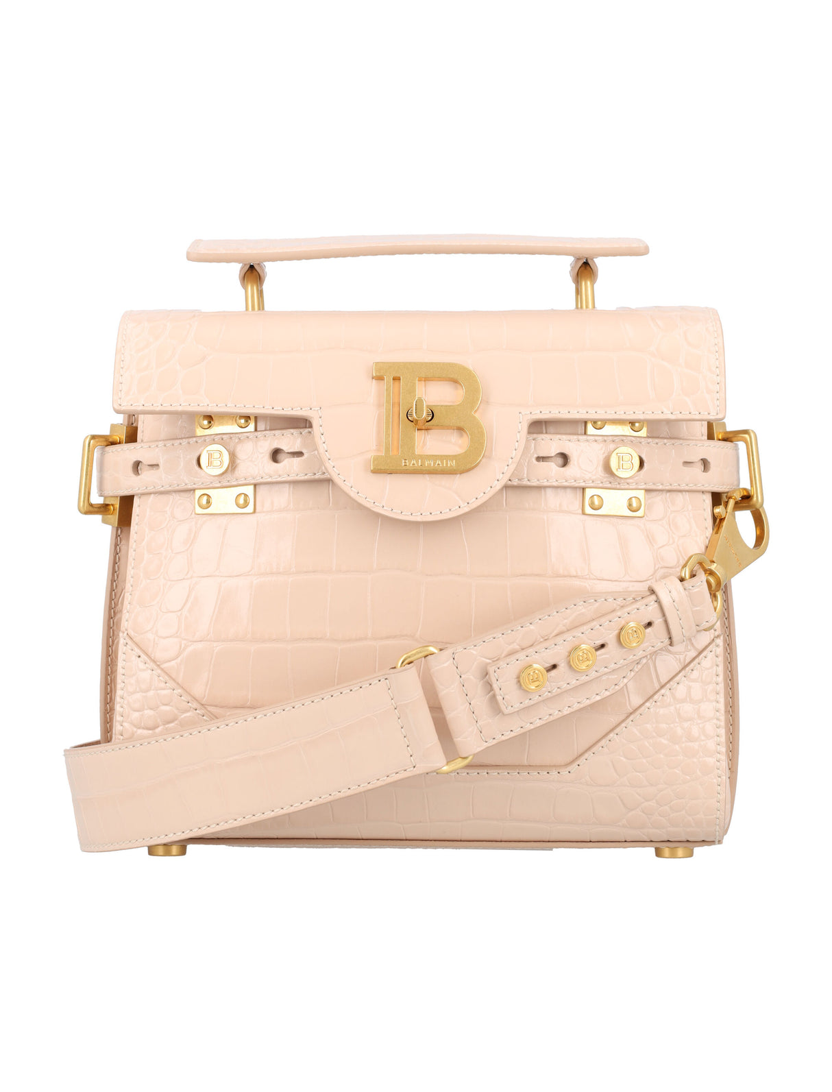 BALMAIN B-BUZZ 23 CROCCO-EMBOSSED LEATHER Handbag