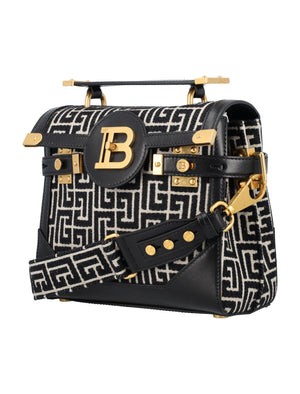 BALMAIN Elegant Monogram Mini Handbag with Golden Accents - 23cm Width