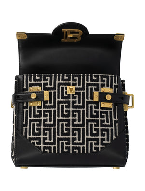 BALMAIN Elegant Monogram Mini Handbag with Golden Accents - 23cm Width