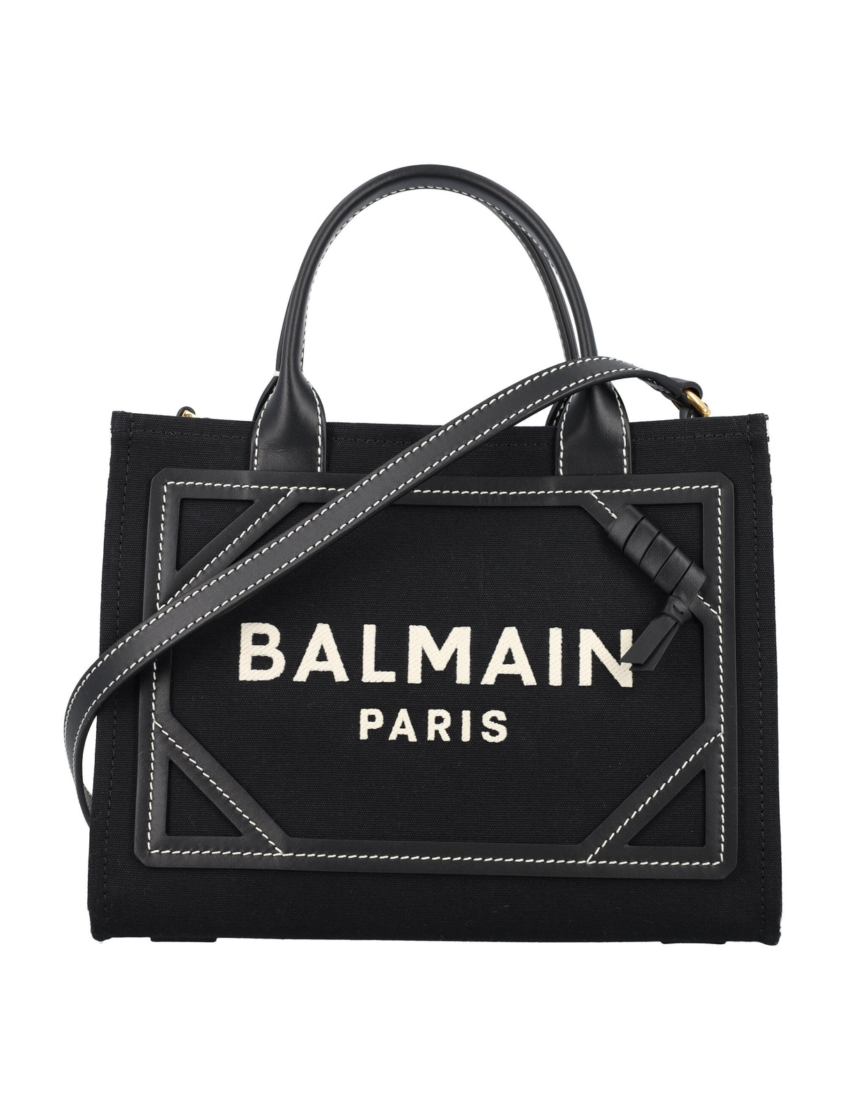 BALMAIN Chic Mini Canvas Shopper with Leather Accents