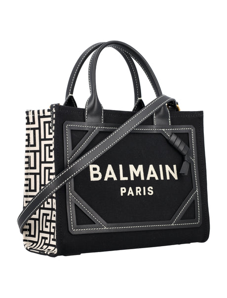 BALMAIN Chic Mini Canvas Shopper with Leather Accents