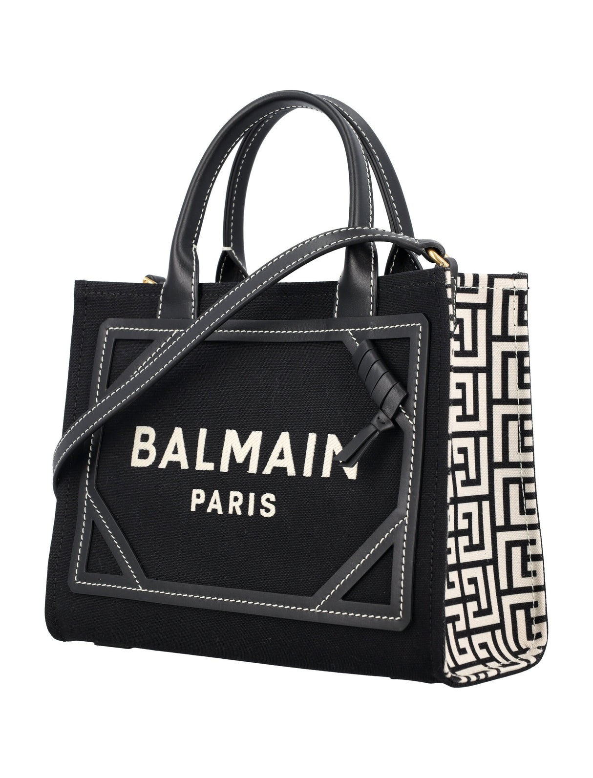 BALMAIN Chic Mini Canvas Shopper with Leather Accents