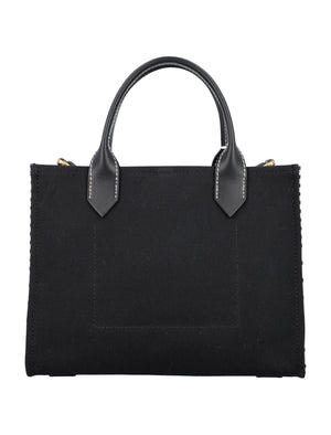 BALMAIN Chic Mini Canvas Shopper with Leather Accents