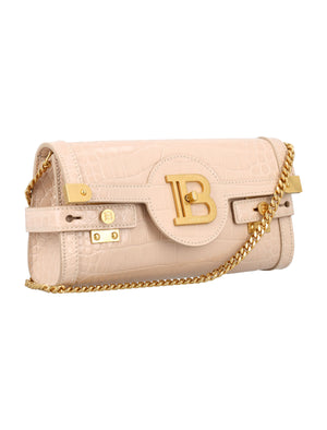 BALMAIN Chic Croc-Embossed Leather Mini Clutch 23cm