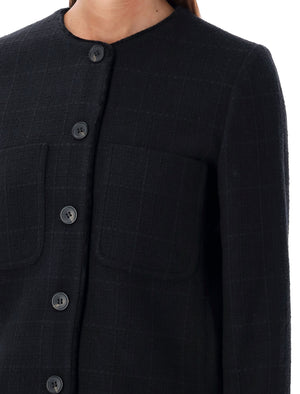 A.P.C. Chic Textured Mini Jacket with Collarless Design