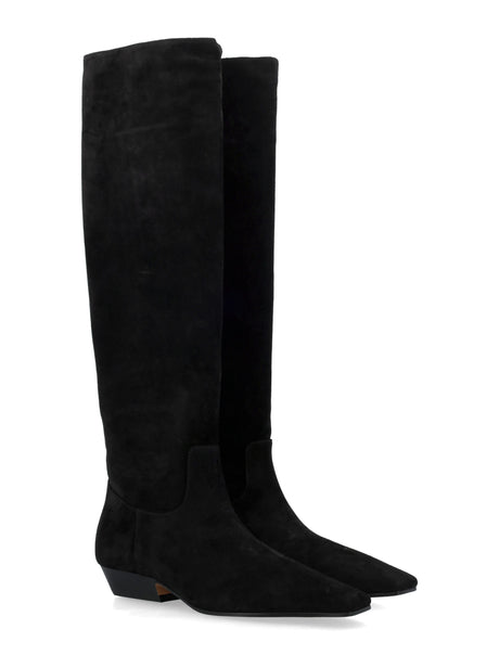 KHAITE Elegant Black Suede Knee-High Boots
