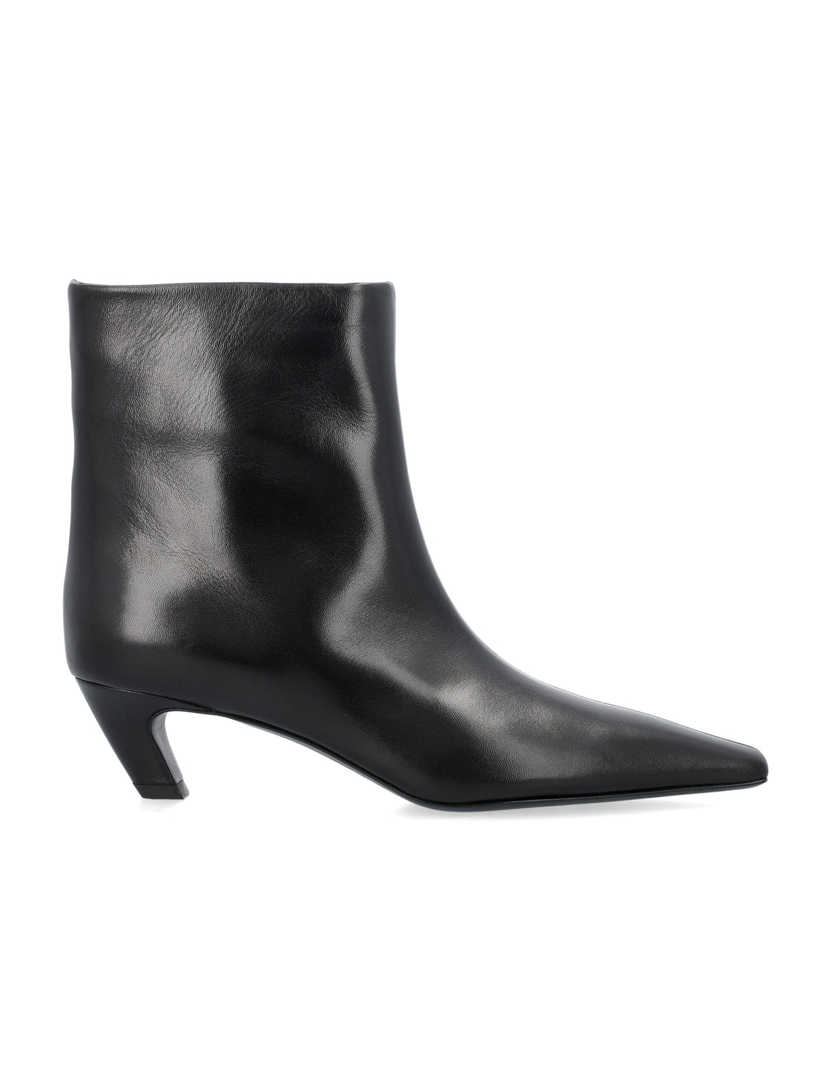 KHAITE Elegant Square-Toe Leather Ankle Boot