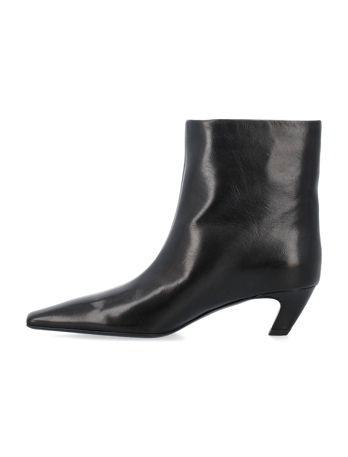 KHAITE Elegant Square-Toe Leather Ankle Boot