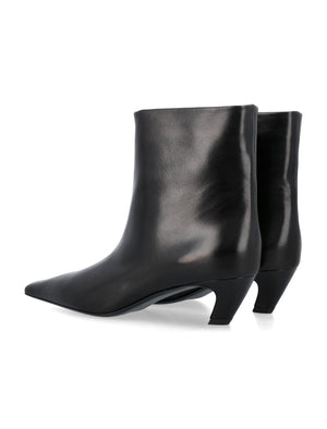 KHAITE Elegant Square-Toe Leather Ankle Boot