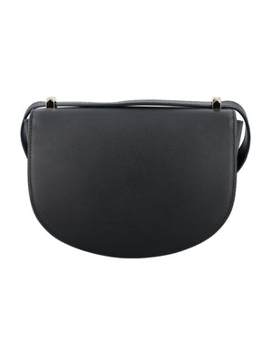 A.P.C. Elegant Black Leather Mini Handbag 18x25x8.5 cm