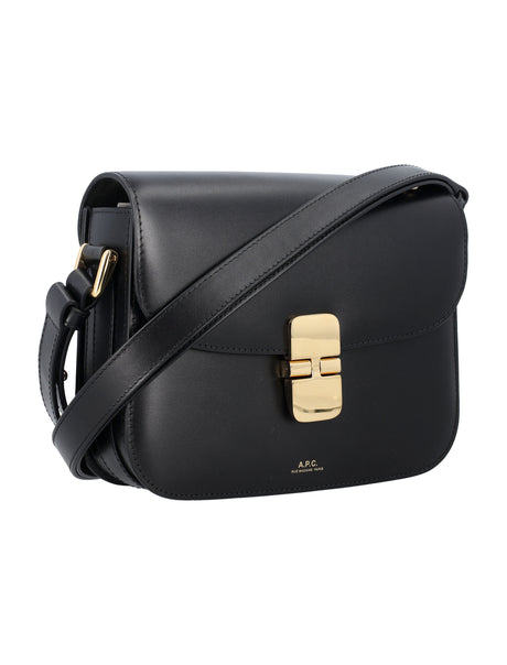 A.P.C. Elegant Mini Trapezoidal Leather Handbag with Gold Accents