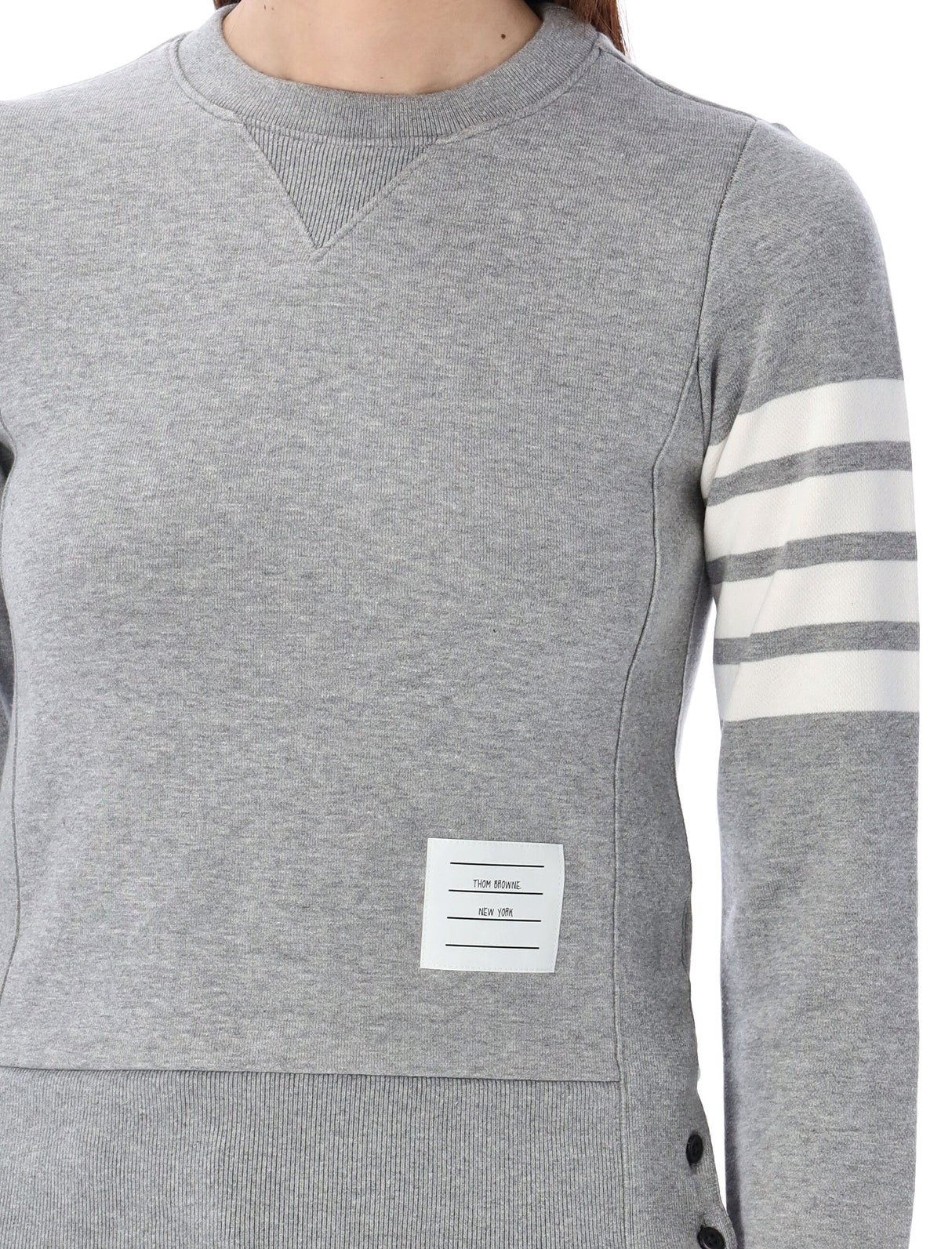 THOM BROWNE Elegant Long Sleeve Crewneck Sweatshirt