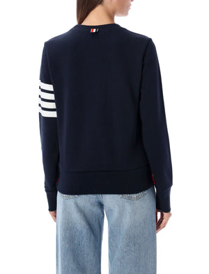 THOM BROWNE Elegant Navy Crewneck Sweatshirt with Iconic Stripe Detail