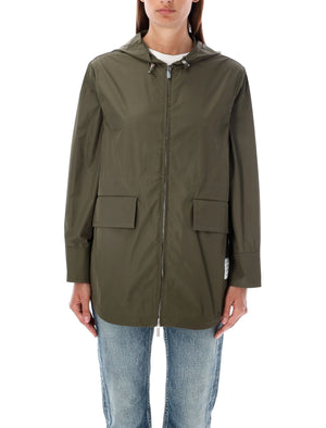 THOM BROWNE Elegant Hooded Parka with Shirt Hem Detail