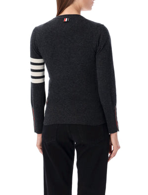 THOM BROWNE Classic V-Neck Cashmere Cardigan with Signature Stripes