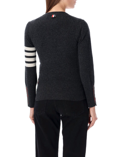 THOM BROWNE Classic V-Neck Cashmere Cardigan with Signature Stripes