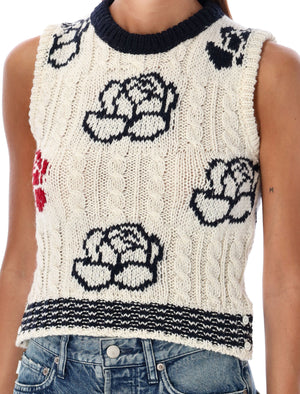 THOM BROWNE Floral Intarsia Mini Knit Top