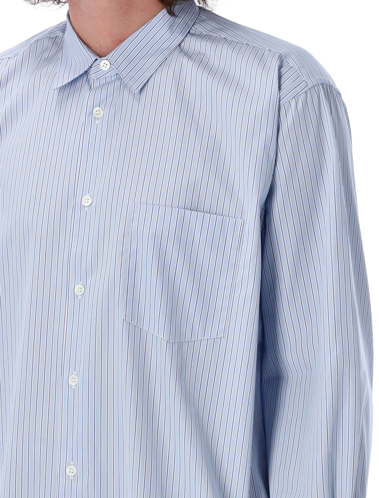 COMME DES GARÇONS SHIRT Men's Regular Fit Striped Shirt with Chest Pocket - Size L