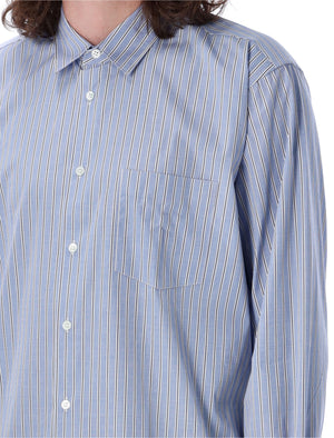 COMME DES GARÇONS SHIRT Men's Regular Fit Striped Shirt with Pointed Collar - Size L