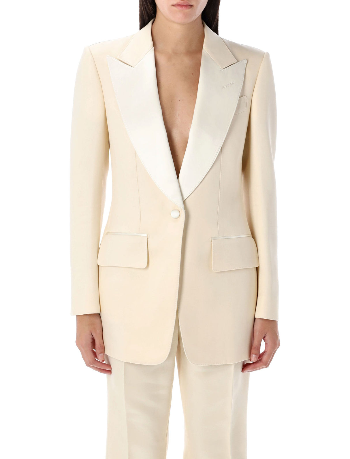 TOM FORD Lustrous Single Breasted Tuxedo Jacket for Women - Size 38