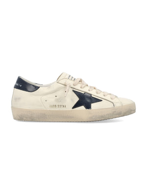 GOLDEN GOOSE Super-Star Vintage Classic Sneakers in Beige and Night Blue