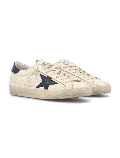 GOLDEN GOOSE Super-Star Vintage Classic Sneakers in Beige and Night Blue