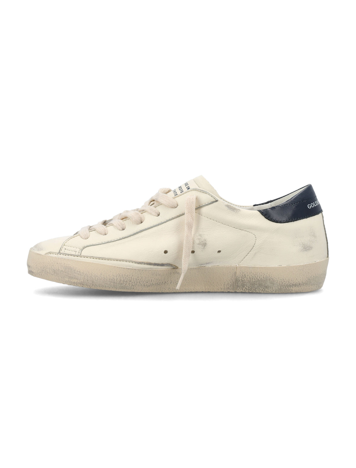 GOLDEN GOOSE Super-Star Vintage Classic Sneakers in Beige and Night Blue