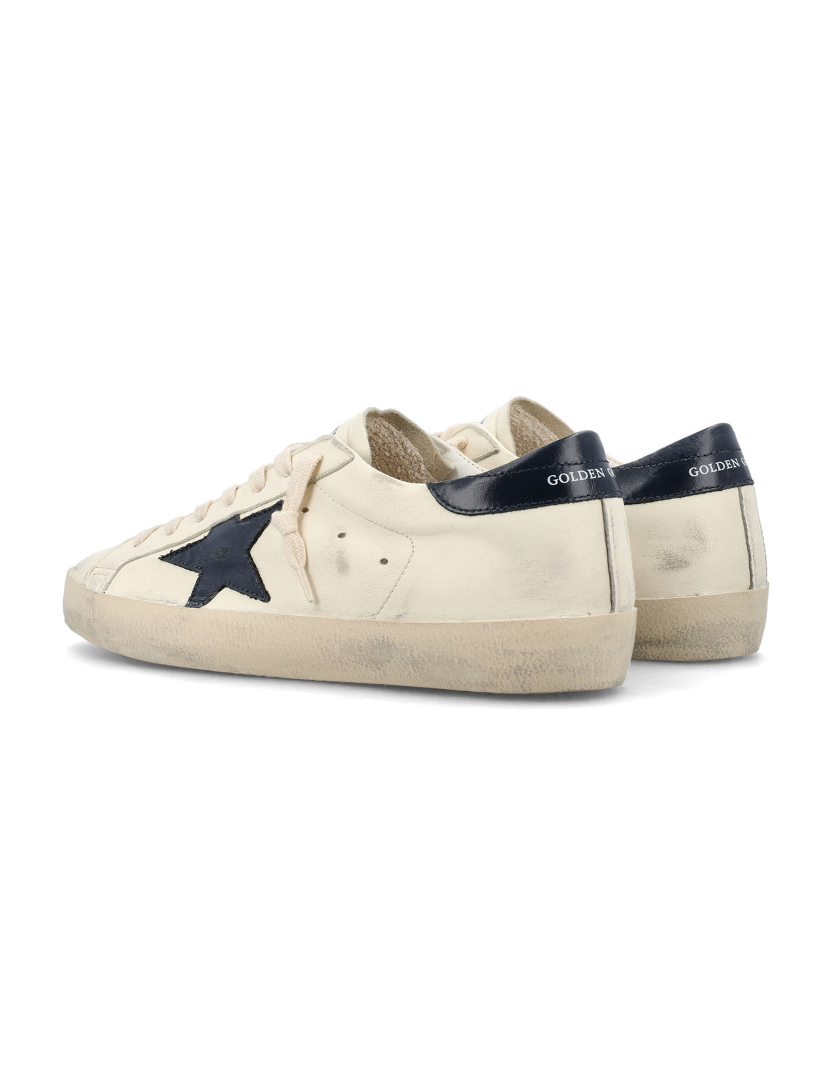 GOLDEN GOOSE Super-Star Vintage Classic Sneakers in Beige and Night Blue