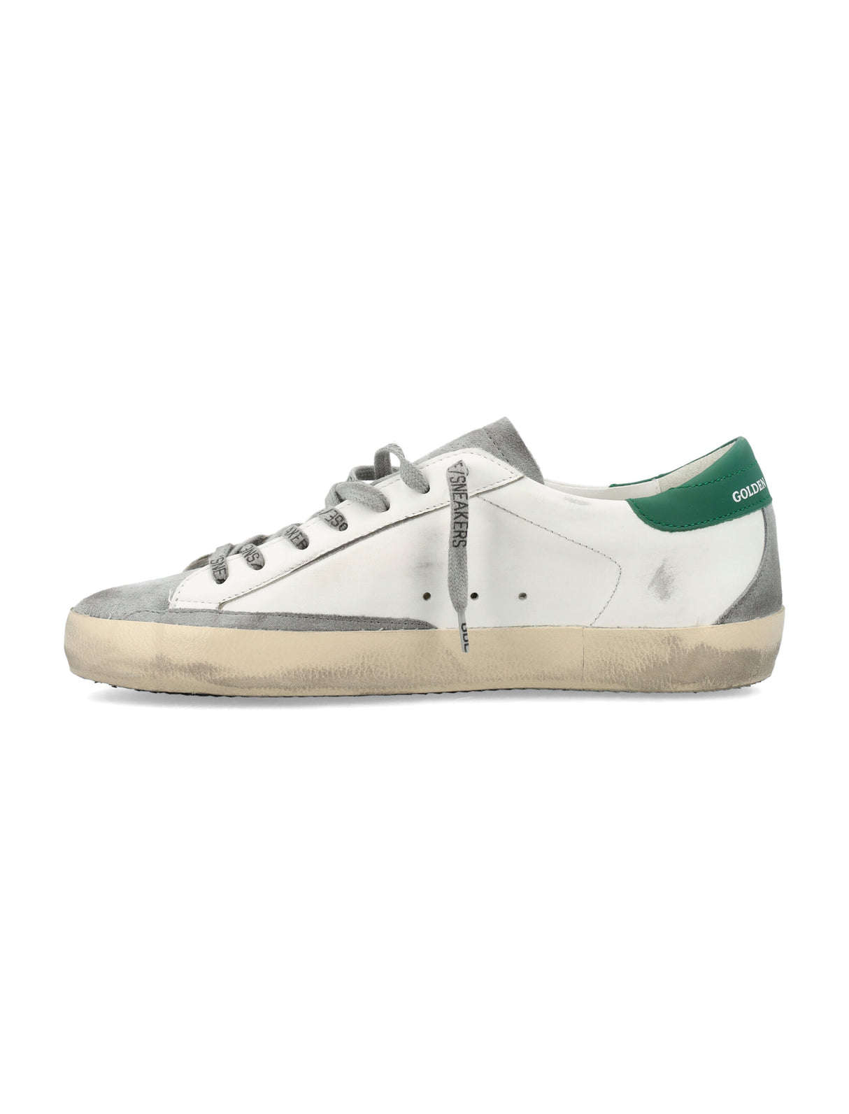 GOLDEN GOOSE Super-Star Classic Men's Sneaker in White, Silver, and Green