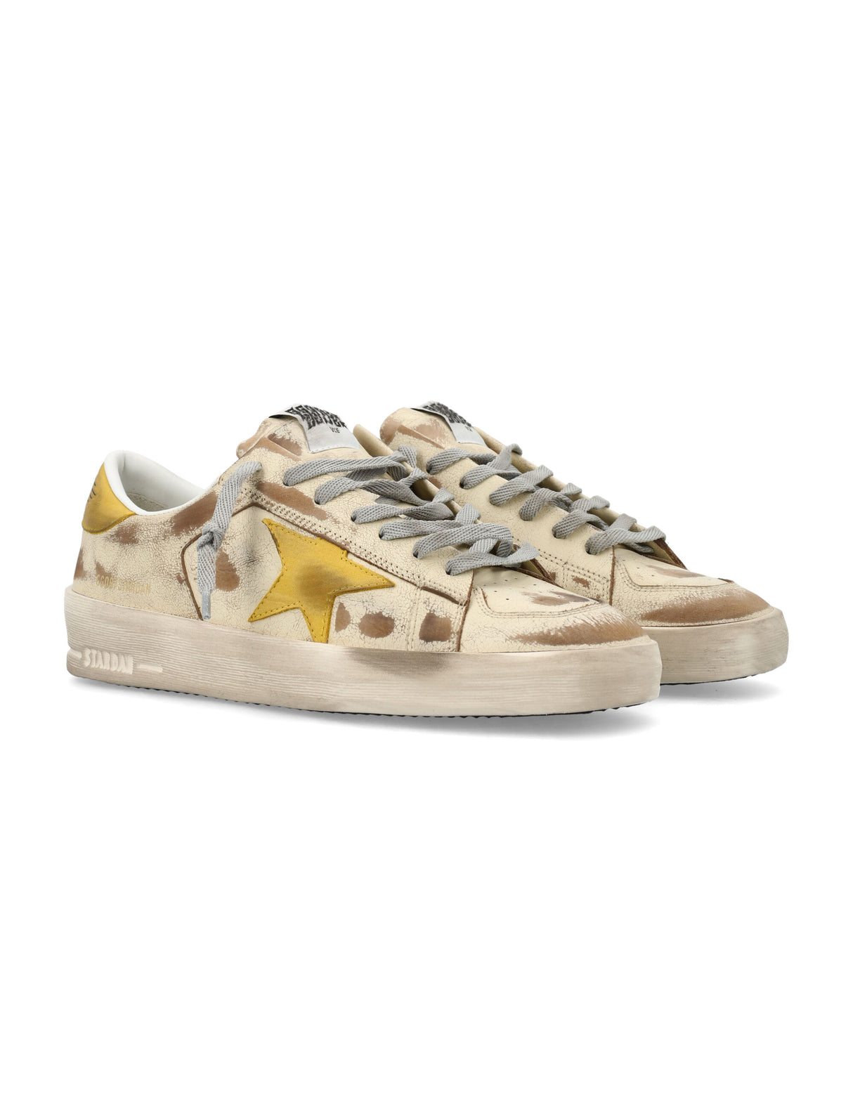 GOLDEN GOOSE Stardan Honey Beige Leather Sneakers