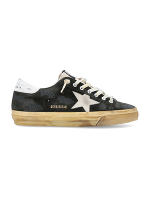 GOLDEN GOOSE Vintage Distressed Superstar Sneakers in Dark Green