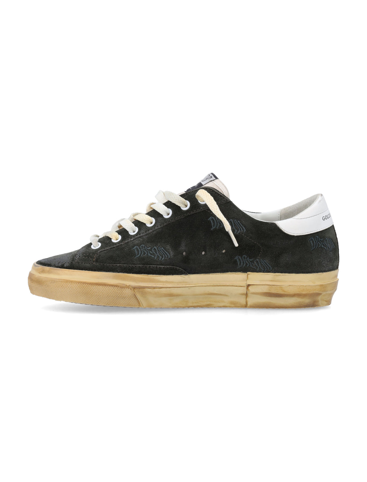 GOLDEN GOOSE Vintage Distressed Superstar Sneakers in Dark Green