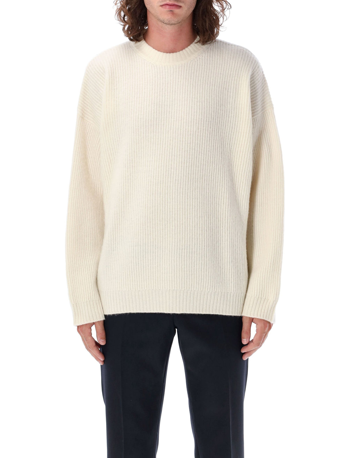 GOLDEN GOOSE Luxurious Wool Ribbed Crewneck Sweater for Men