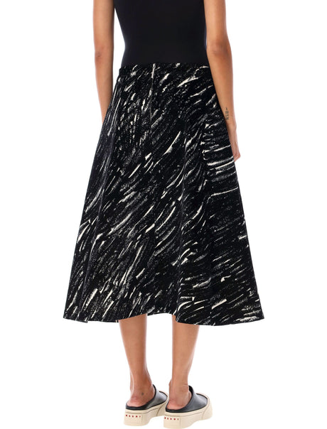 MARNI High-Waist Brushstroke Print Midi Skirt