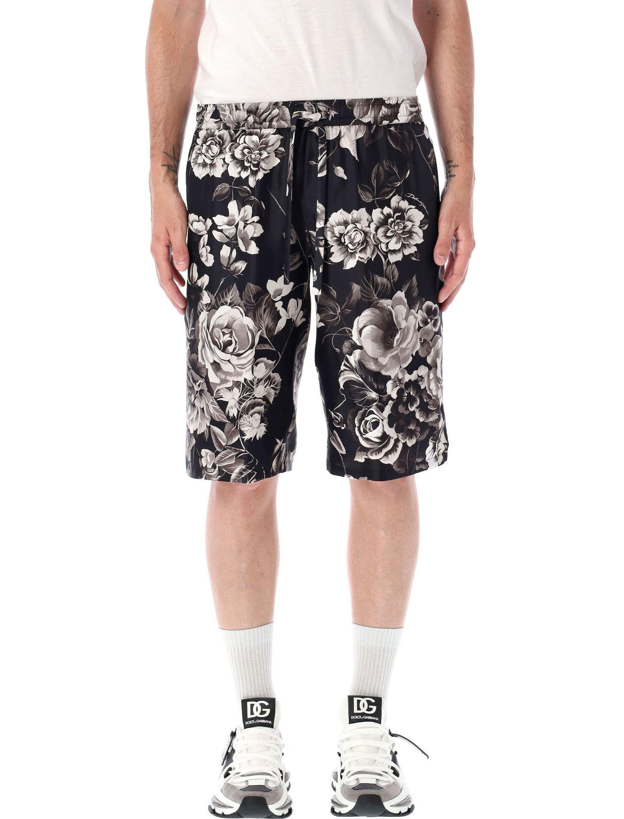 DOLCE & GABBANA Elegant Silk Bermuda Shorts with Floral Design