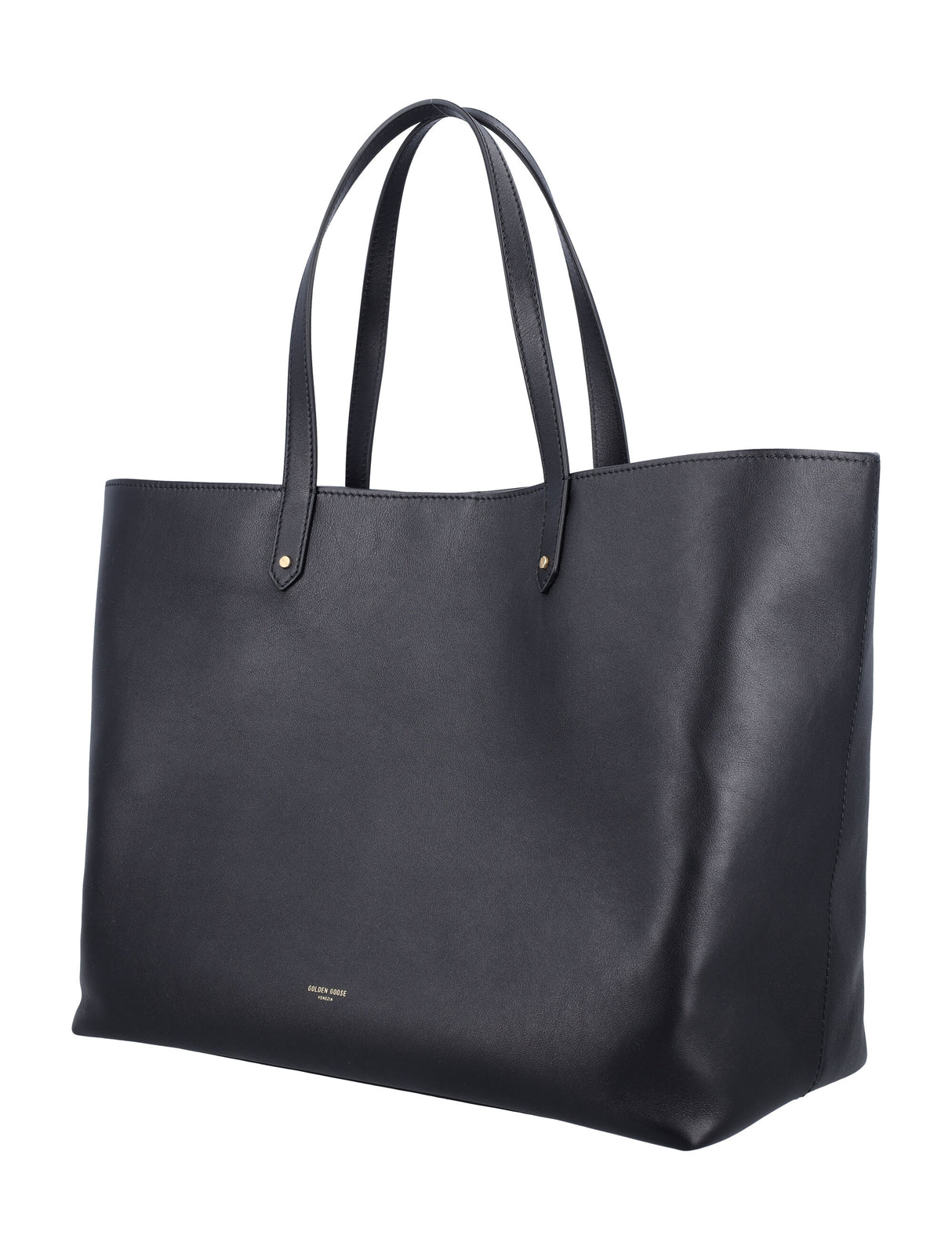 GOLDEN GOOSE Elegant Black Leather Tote - 31x46x15 cm