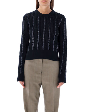 GOLDEN GOOSE Sequin Embellished Cable-Knit Cotton Sweater