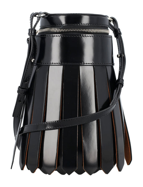 JW ANDERSON Elegant Mini Tassel Bucket Bag - Black Leather