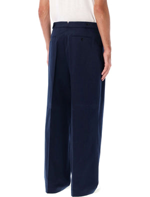 AMI PARIS Men's Wide-Leg Pleated Trousers in Navy