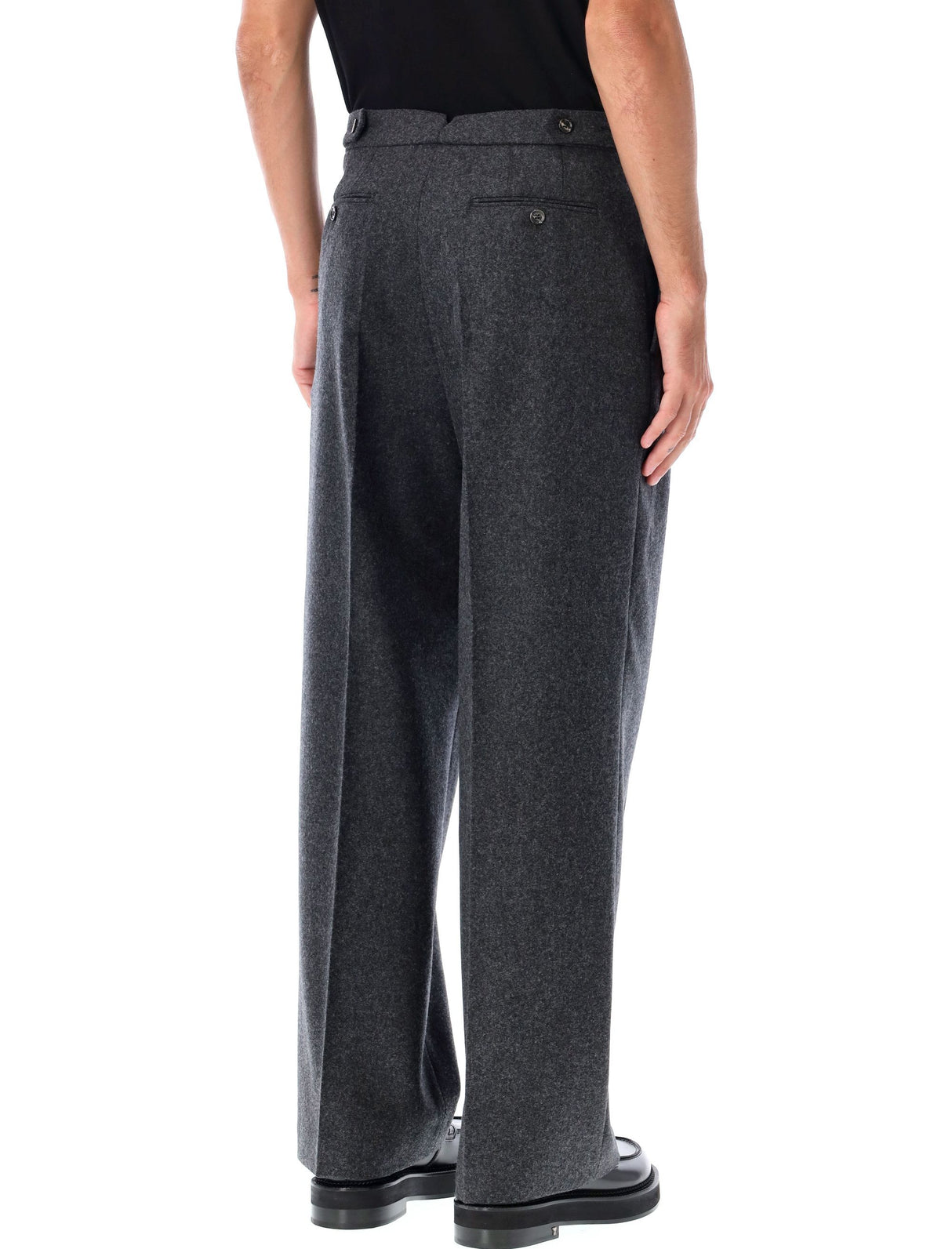 AMI PARIS Double Pleated Wide-Leg Pants - Size 42