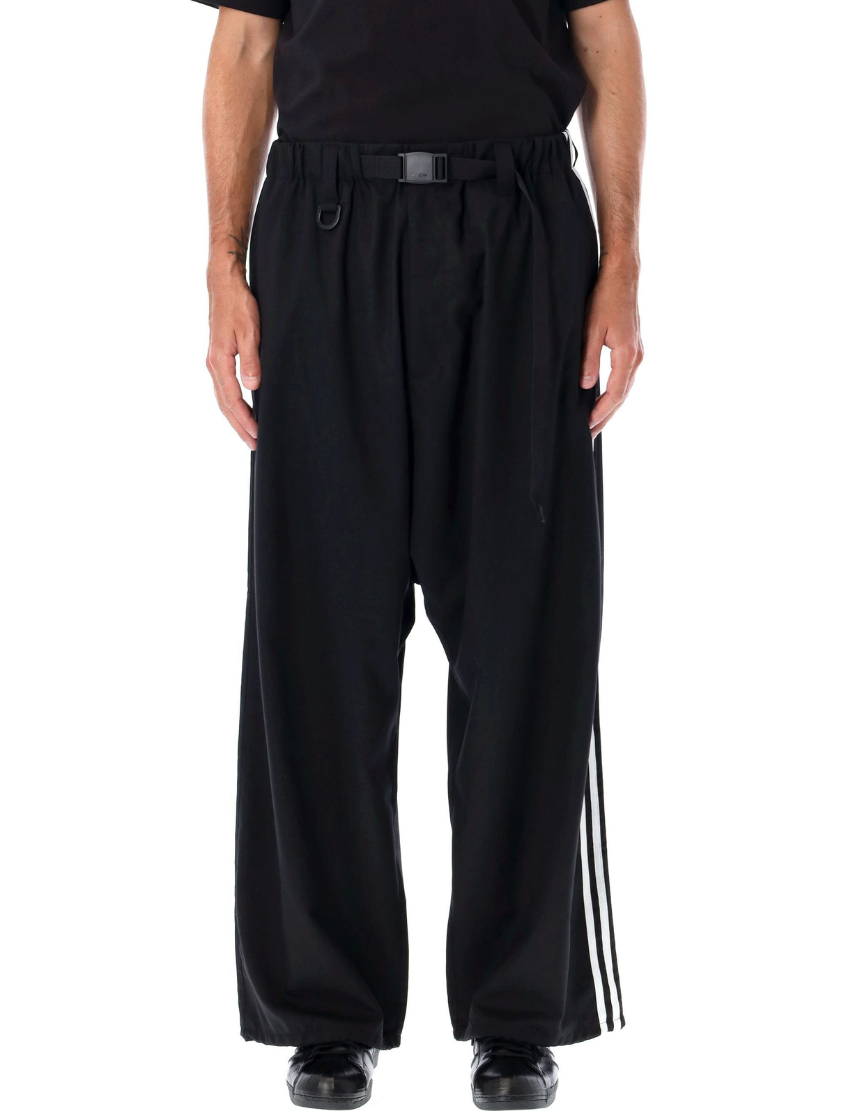 Y-3 Relaxed Wide-Leg Wool Track Pants - Size L