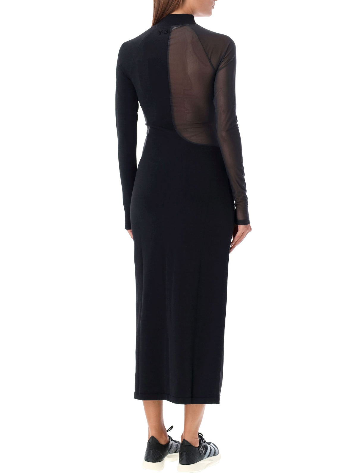 Y-3 Knit Long Dress with Sheer Mesh Inserts - Size XS