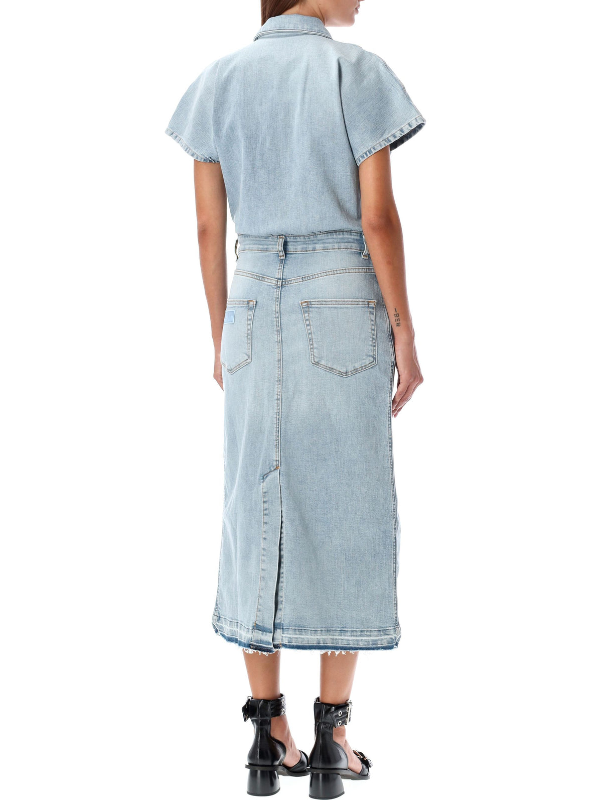 GANNI Eco-Chic Raw Hem Denim Midi Dress