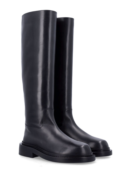 JIL SANDER Knee-High Smooth Leather Tubular Boots