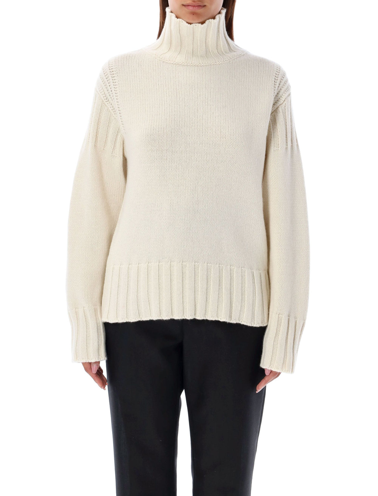 JIL SANDER Elegant High Neck Cashmere Sweater