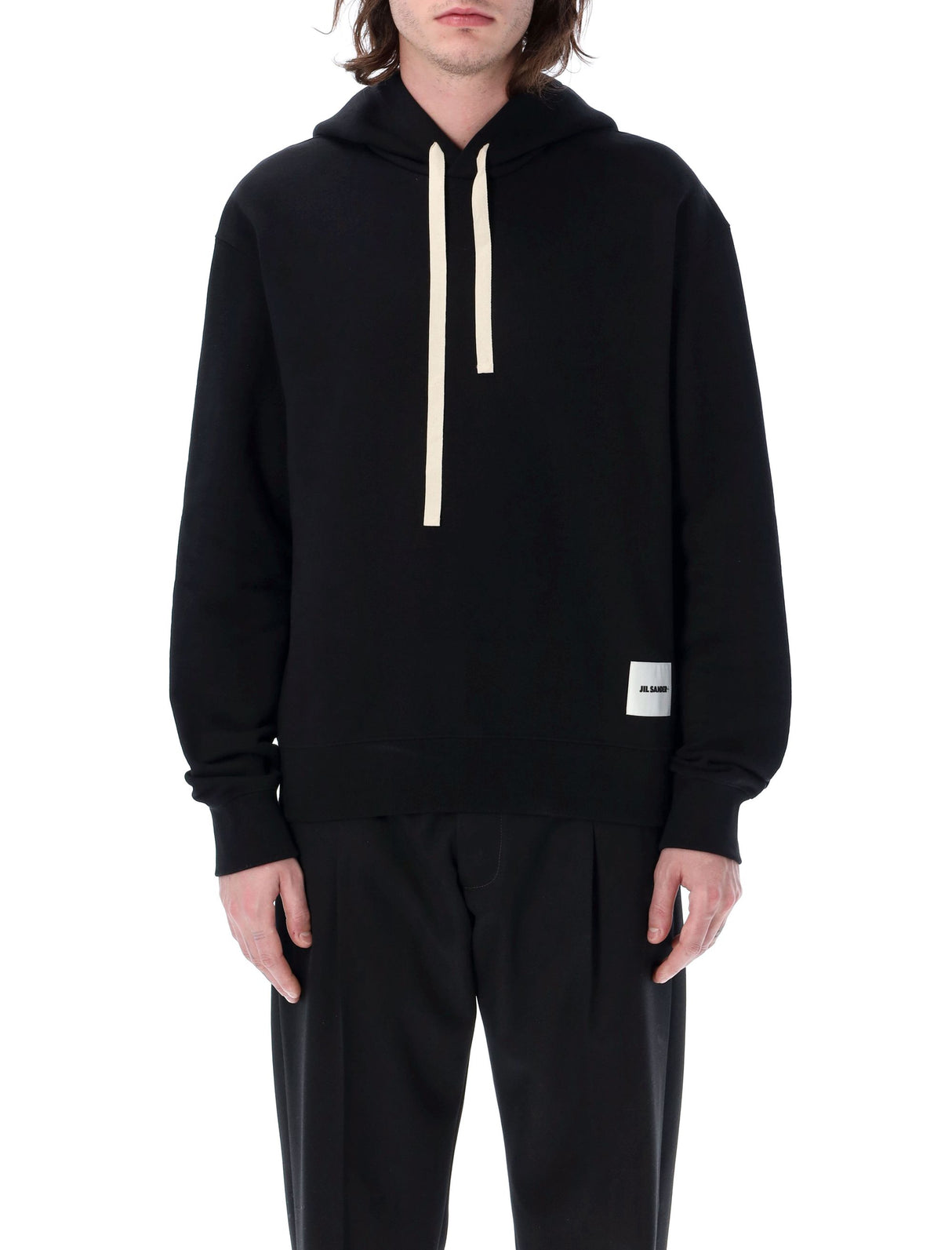 JIL SANDER Minimalist Cotton Hoodie with Logo Detail