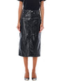 ISABEL MARANT ETOILE Chic Patent Midi Skirt with Stitch Detail